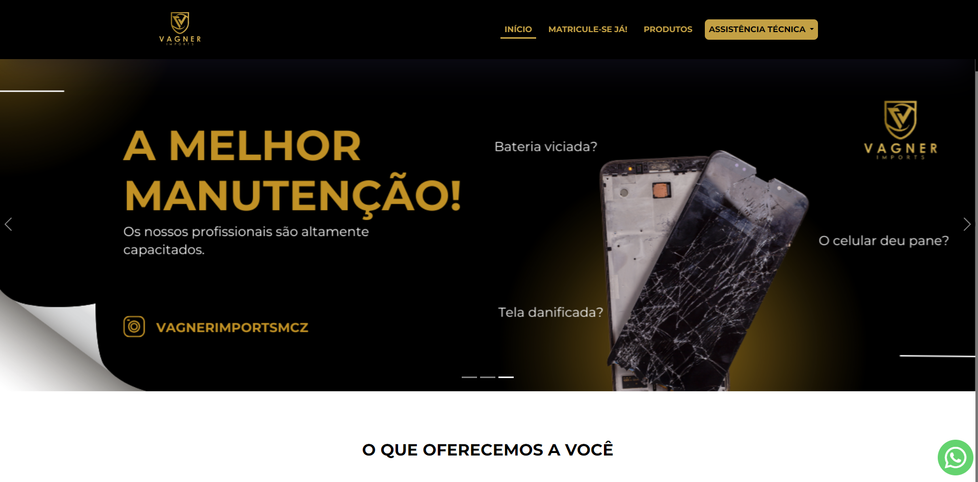 landing page de uma empresa de importação